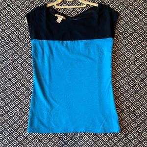 Banana Republic Color Block Blouse Keyhole Back